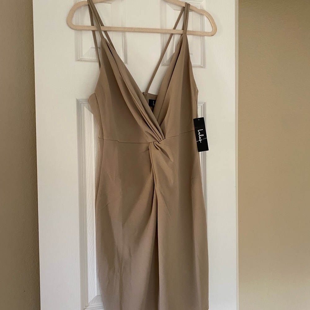 Tan twist front dress
